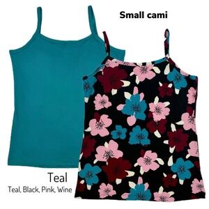 Small LuLaRoe Cami 2-PACK Legging Fabric Solid Teal & Floral on Black Fit 6/8